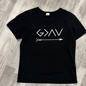 God Is Greater than the Highs and Lows Black Graphic T-Shirt size large